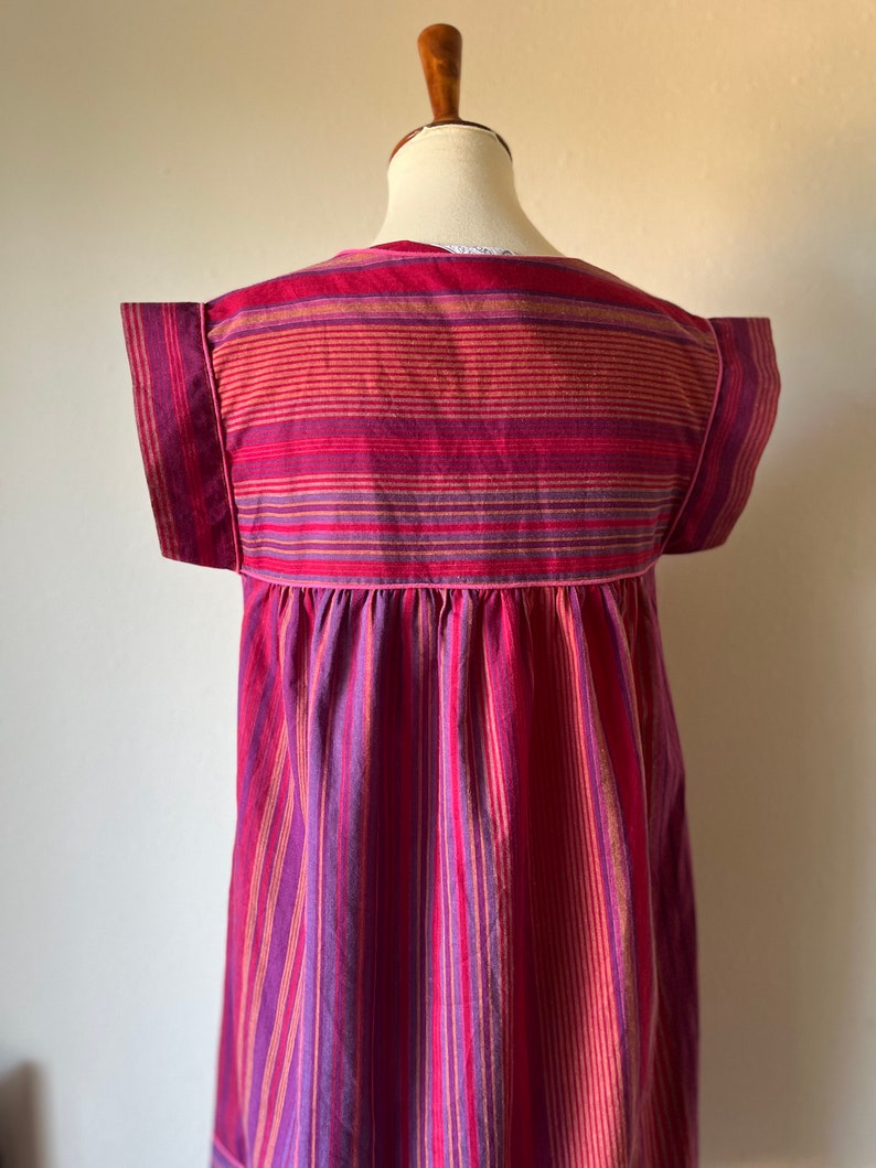 Vintage cotton red and purple hippie muumuu dress size small image 4