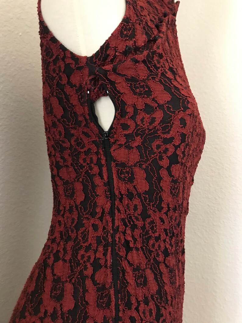 Vintage lace floral red and black cheongsam size xs image 4