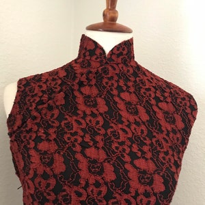 Vintage lace floral red and black cheongsam size xs image 7