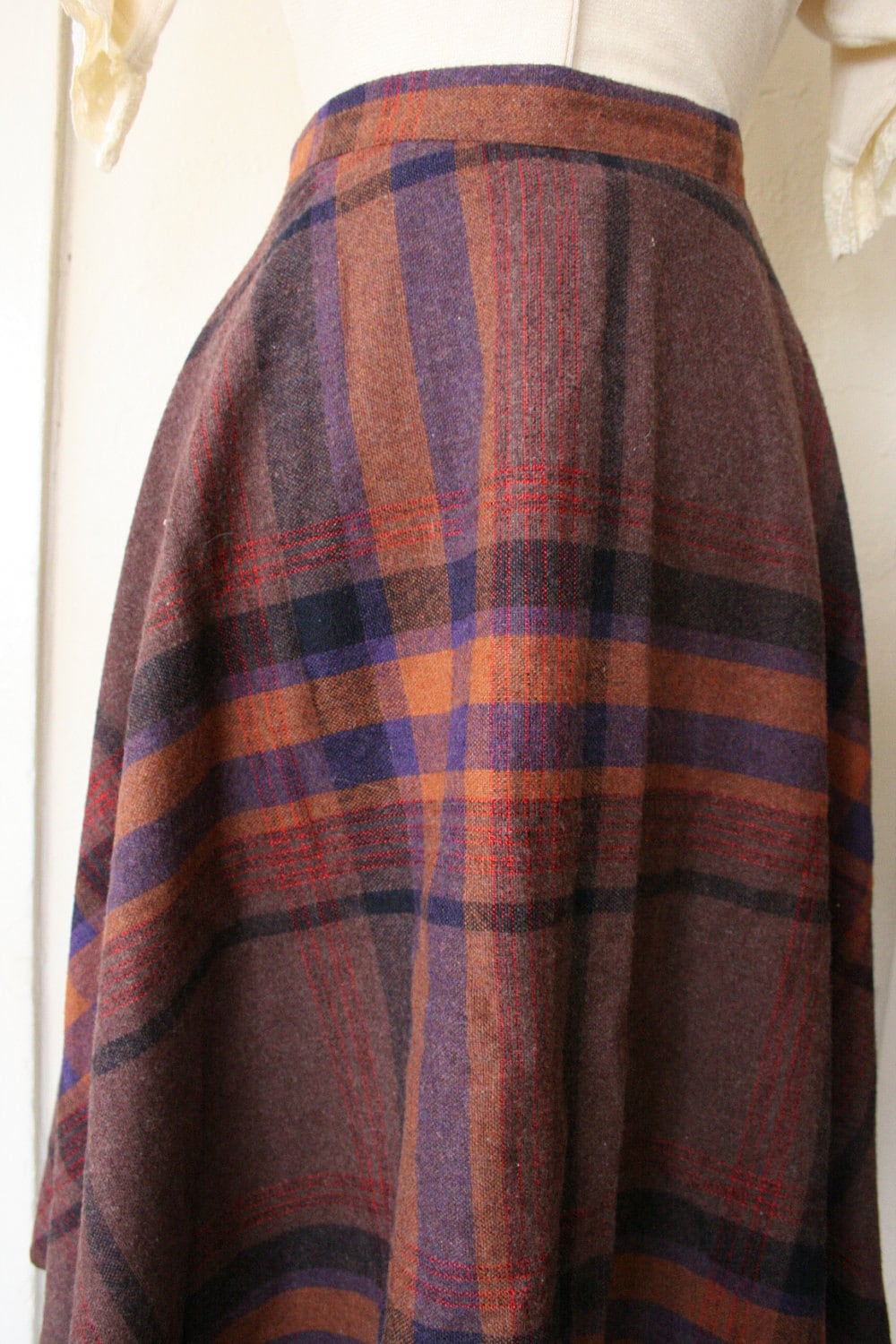 Vintage PLAID Orange and Purple Full MIDI Skirt Sz S - Etsy