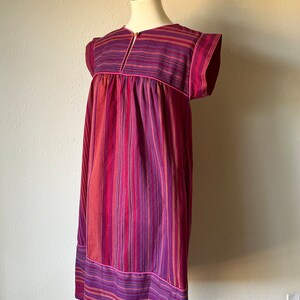 Vintage cotton red and purple hippie muumuu dress size small image 10