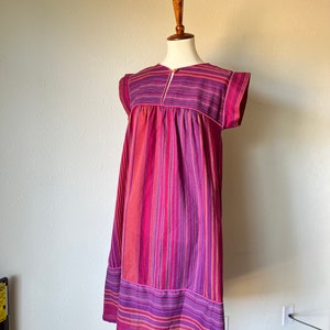 Vintage cotton red and purple hippie muumuu dress size small image 7