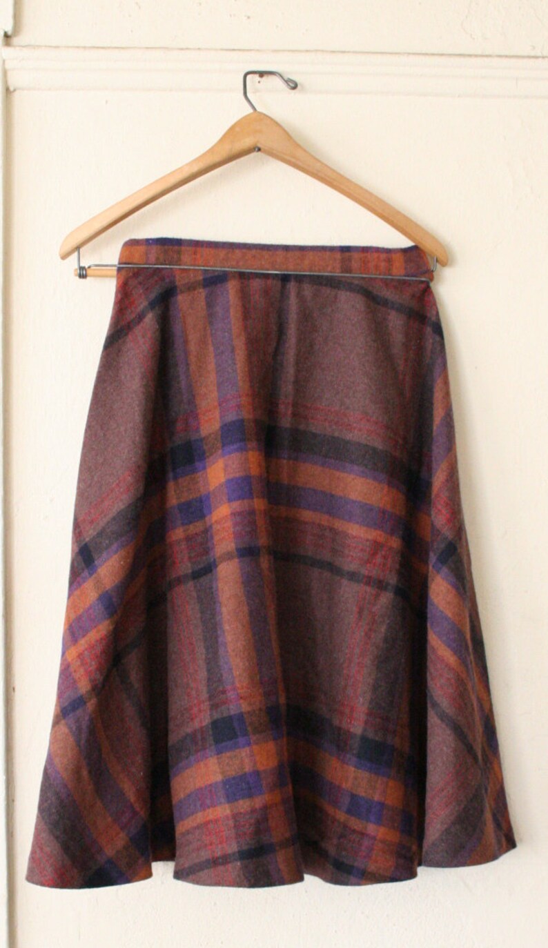 Vintage PLAID Orange and Purple Full MIDI Skirt Sz S - Etsy