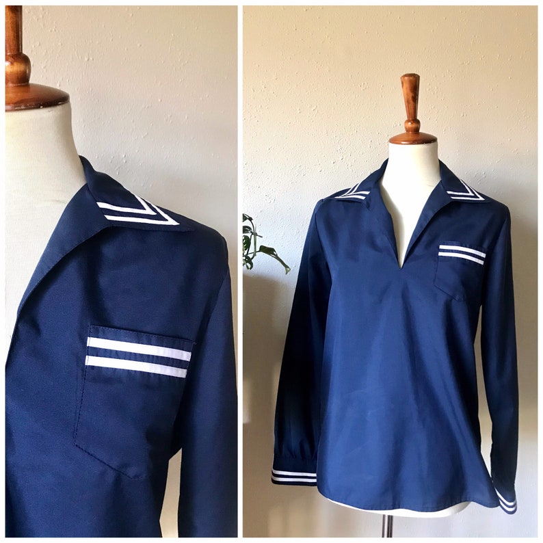 Vintage light sailor long sleeve top sz small to medium image 1