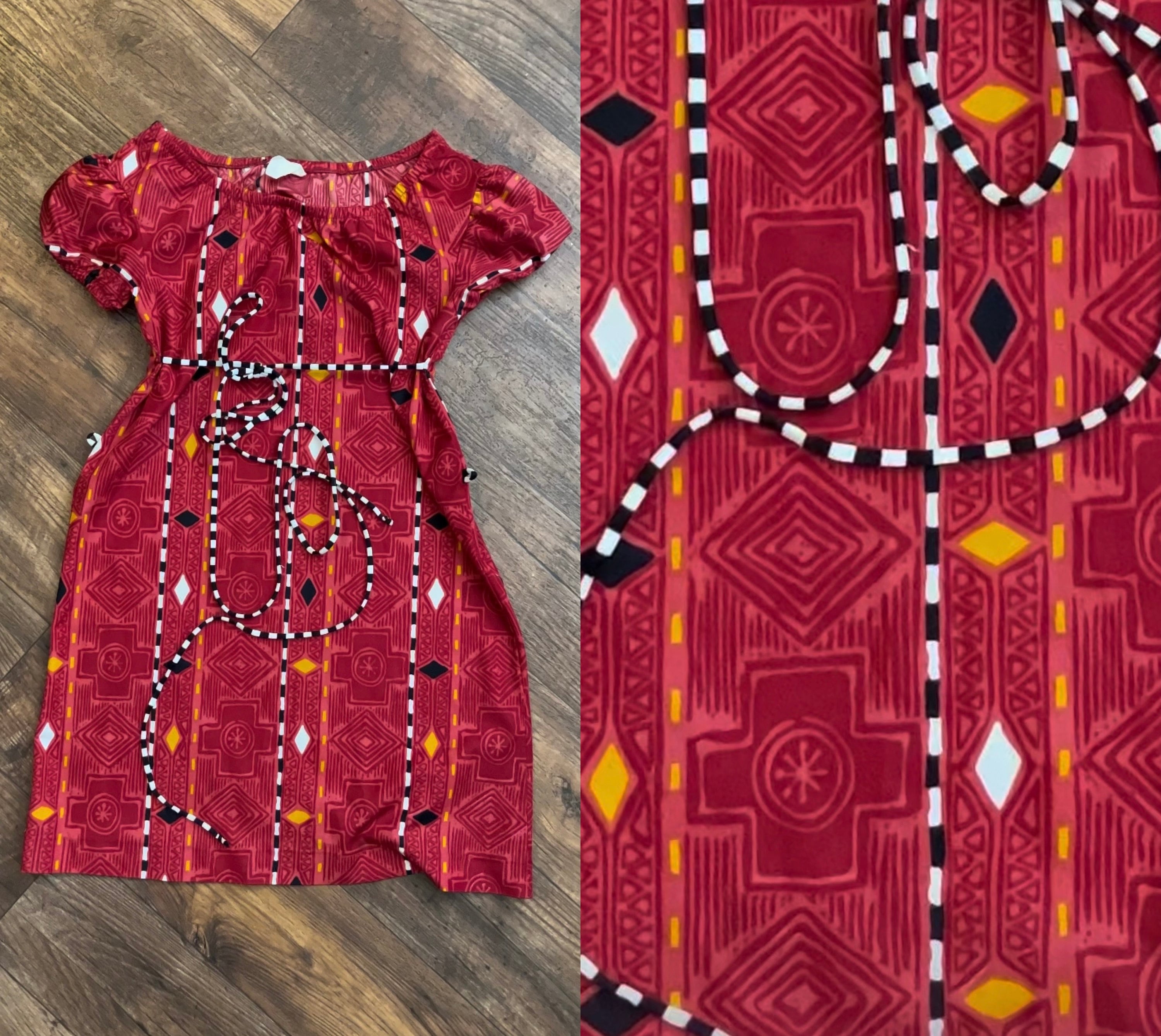 Vintage Red Puff Sleeve Muumuu Red and Black Snake Hawaiian Dress Size ...