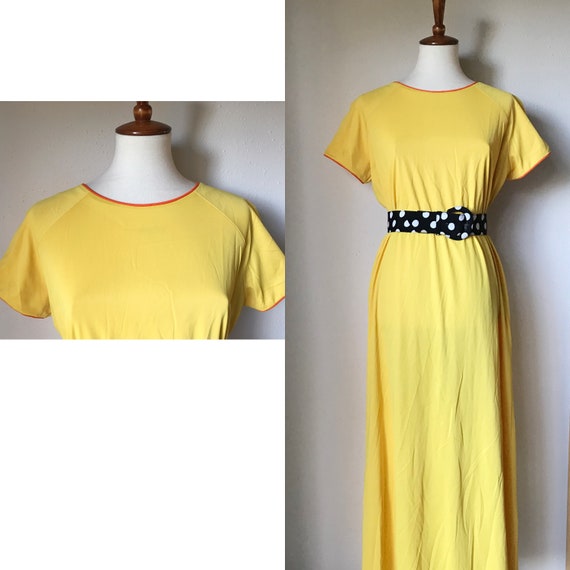 10 Dollar SALE - Vintage yellow maxi night gown d… - image 3