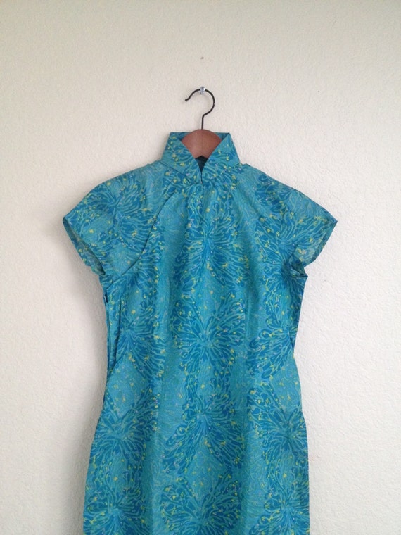 Vintage Butterfly Splash Watercolour qipao sz XS - image 4