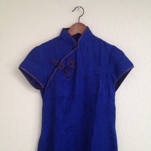 Vintage blue silk cheongsam sz S image 3