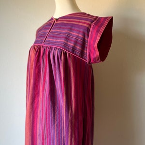 Vintage cotton red and purple hippie muumuu dress size small image 8