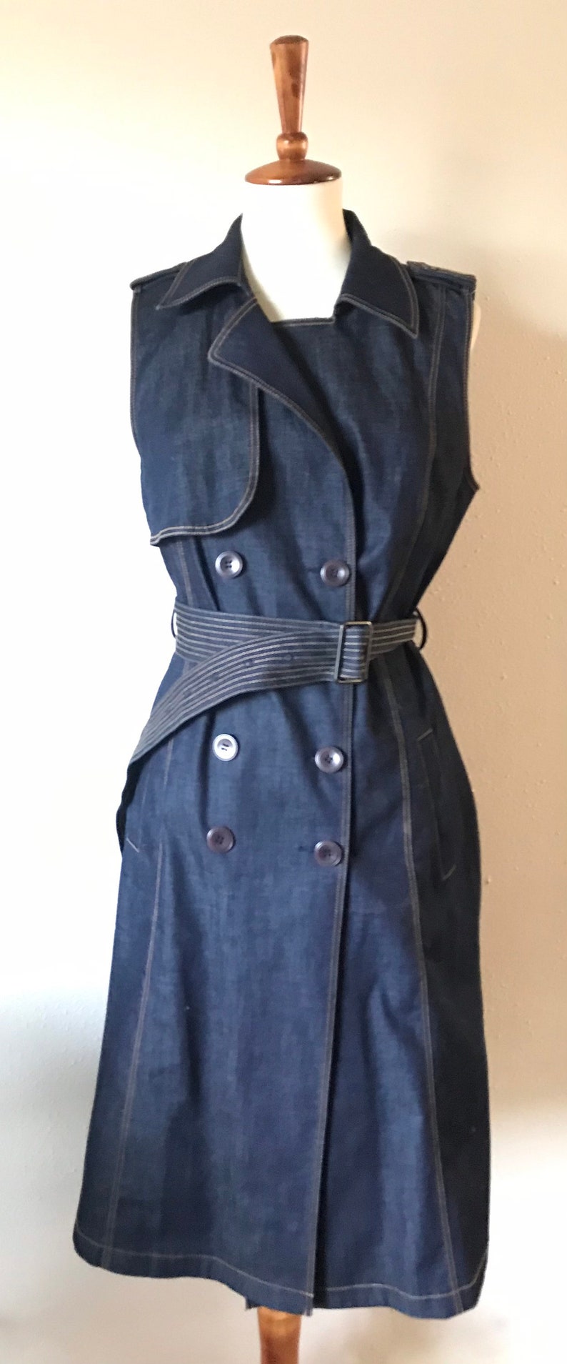 Y2K jean double breasted dress or vest size small or medium image 5