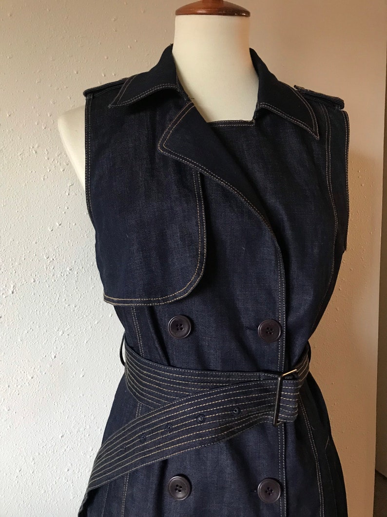 Y2K jean double breasted dress or vest size small or medium image 2