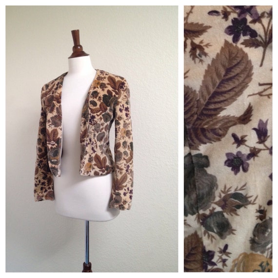 Vintage Fall Foliage velvet blazer S - image 1