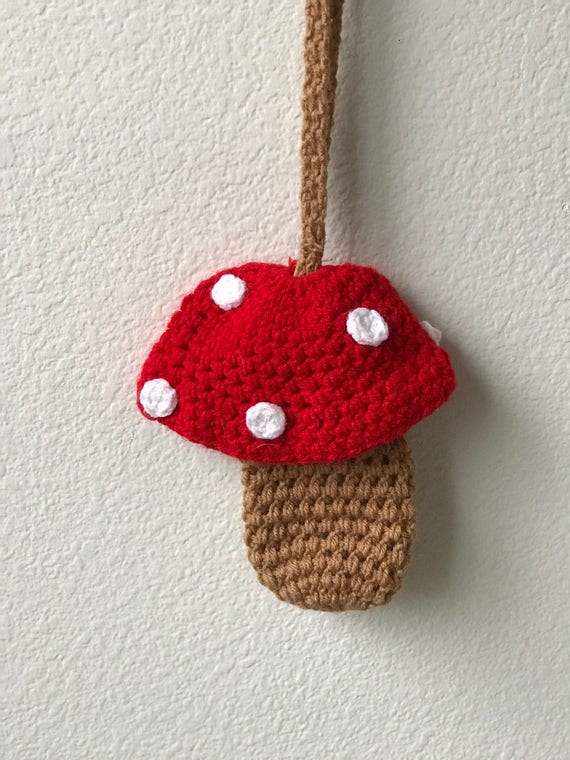 Handmade crocheted mushroom pouch cross body bag - image 2