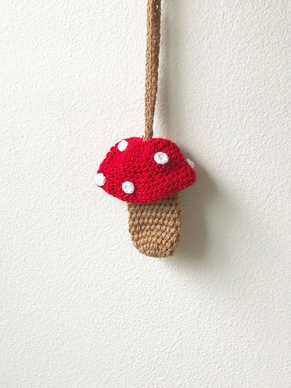 Handmade crocheted mushroom pouch cross body bag