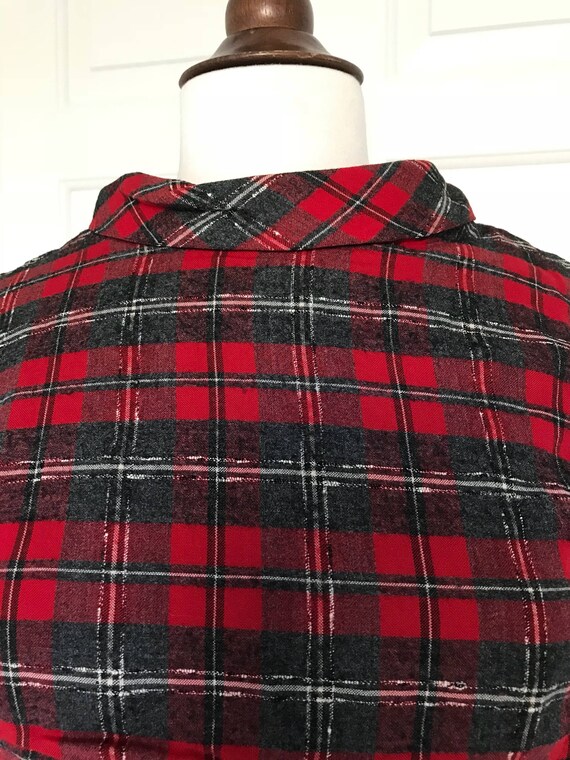 vintage Mad Men red PLAID wiggle dress - image 4