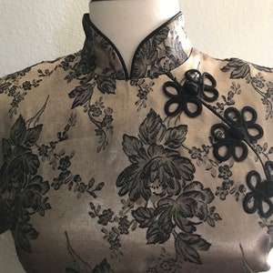 Vintage brown Chinese cheongsam top silky size medium image 4