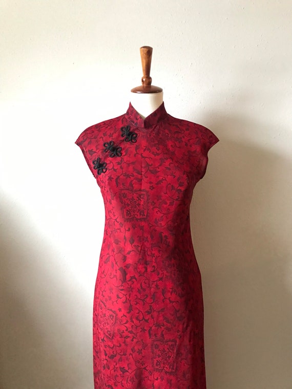 Vintage red cheongsam size small - image 2