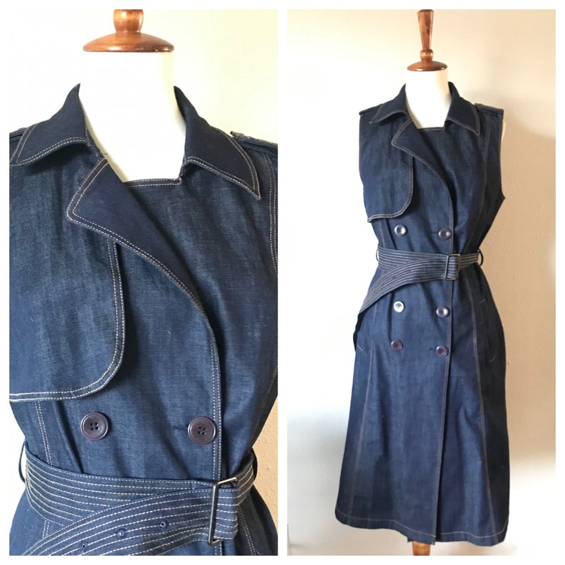 Y2K jean double breasted dress or vest size small or medium image 1
