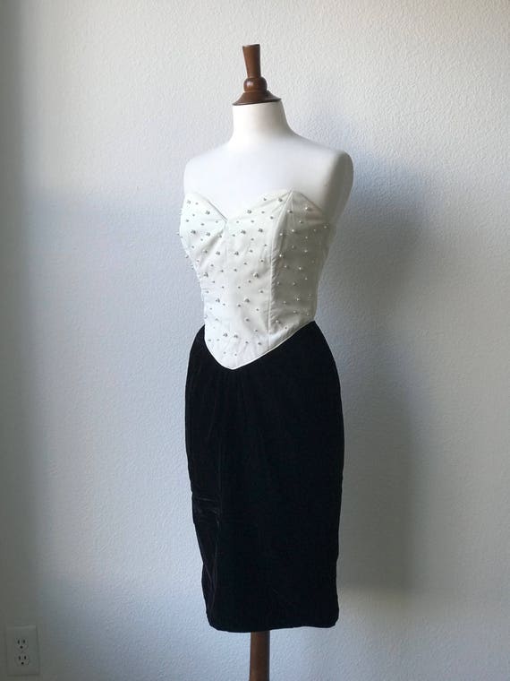 vintage sweetheart velvet wiggle dress sz S or M - image 5