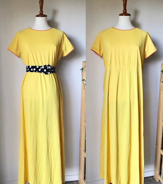 10 Dollar SALE - Vintage yellow maxi night gown d… - image 2