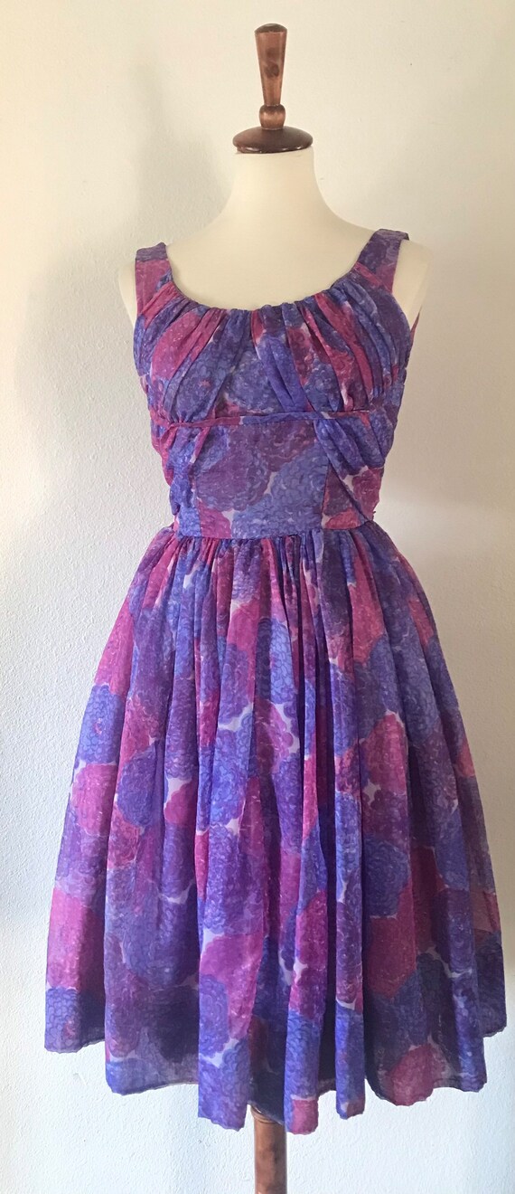 Vintage 50s purple garden dream day dress with fu… - image 4