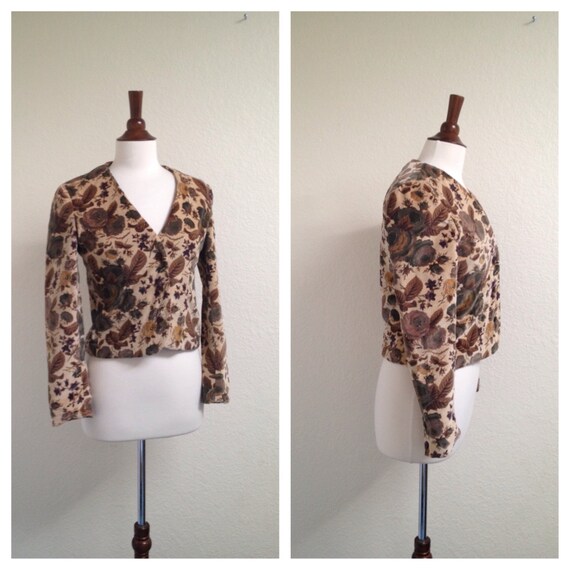 Vintage Fall Foliage velvet blazer S - image 2