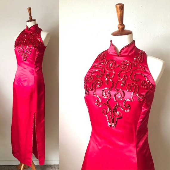 Gunne Sax by Jessica McClintock red satin sequin … - image 1