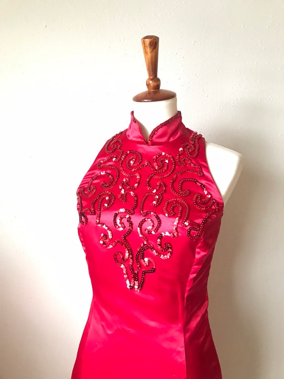 Gunne Sax by Jessica McClintock red satin sequin … - image 7