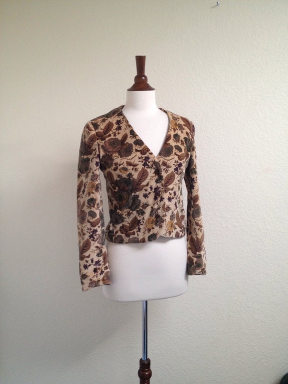 Vintage Fall Foliage velvet blazer S - image 5