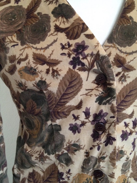 Vintage Fall Foliage velvet blazer S - image 3