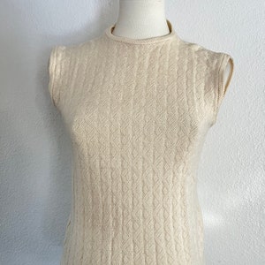 Vintage cream 50s knit shell top size small imagem 3