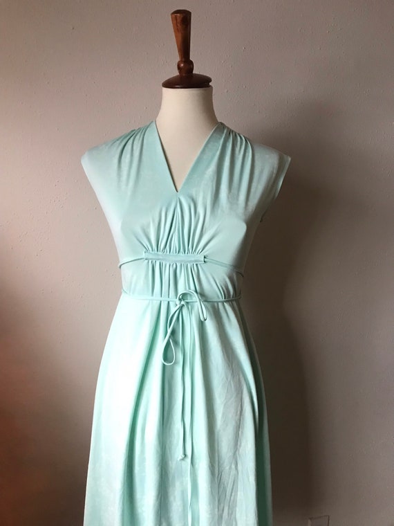 Vintage floral pastel teal blue cottage dress siz… - image 3