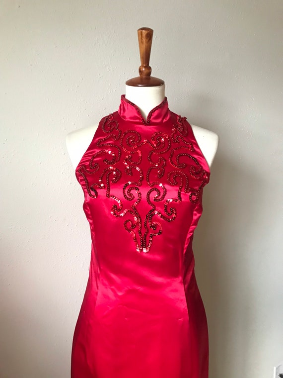 Gunne Sax by Jessica McClintock red satin sequin … - image 3
