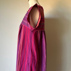 Vintage cotton red and purple hippie muumuu dress size small image 5