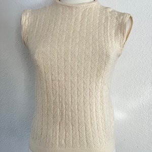 Vintage cream 50s knit shell top size small imagem 2