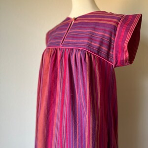 Vintage cotton red and purple hippie muumuu dress size small image 3