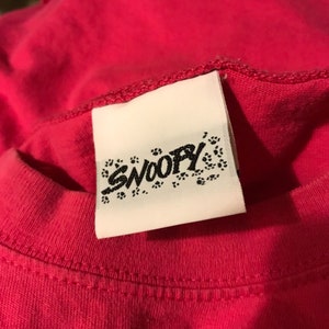 Vintage SNOOPY original pink plaid sleeve t-shirt womens large image 6