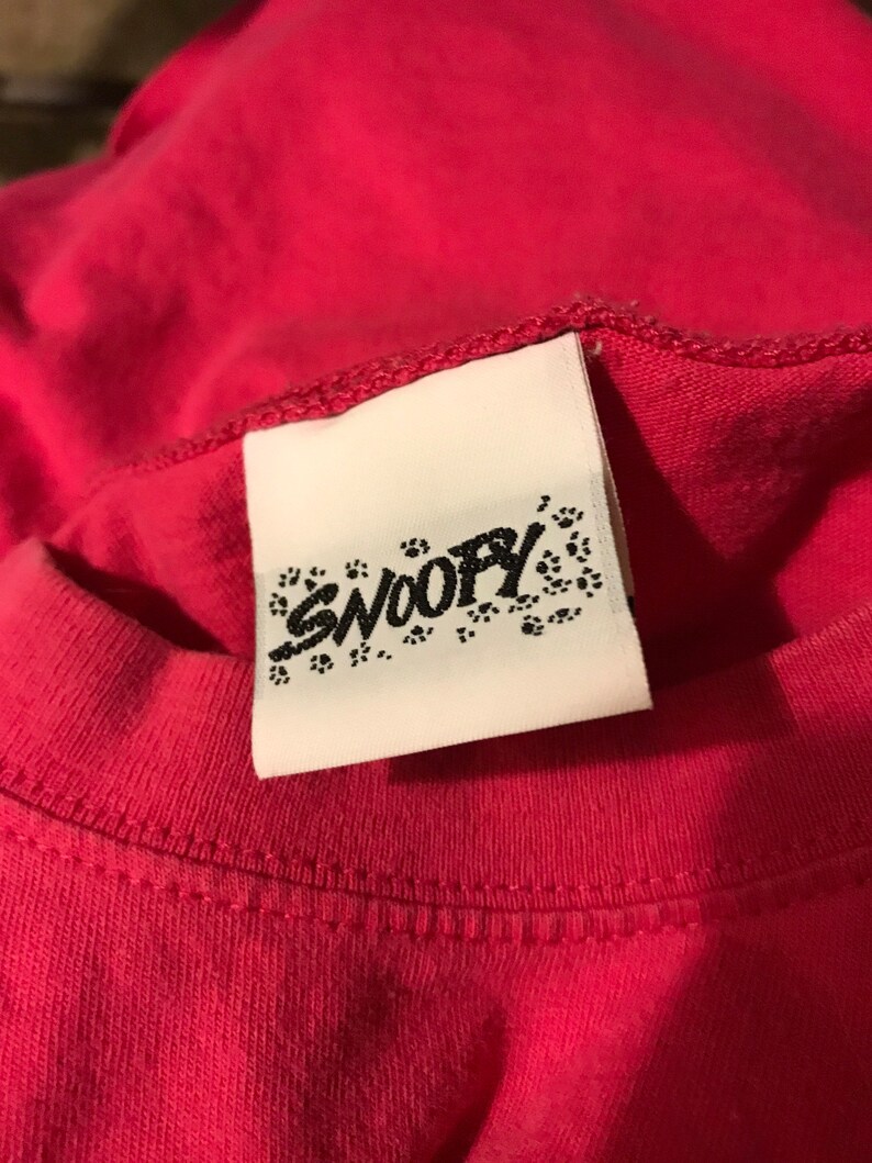 Vintage SNOOPY original pink plaid sleeve t-shirt womens large image 6