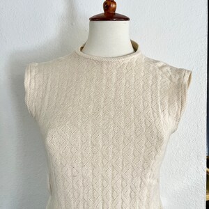 Vintage cream 50s knit shell top size small imagem 7