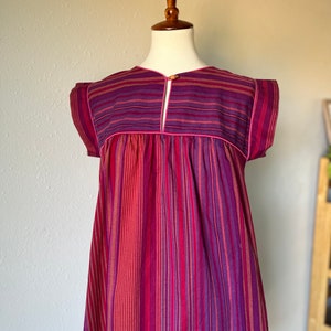 Vintage cotton red and purple hippie muumuu dress size small image 9