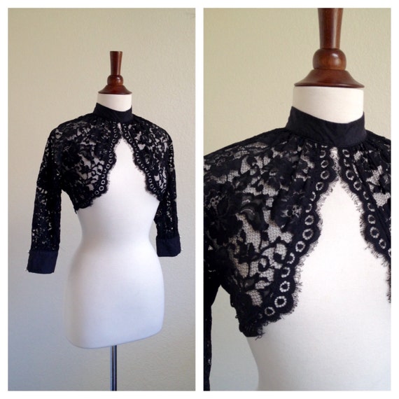 Vintage Noir Lace top 40s - image 3