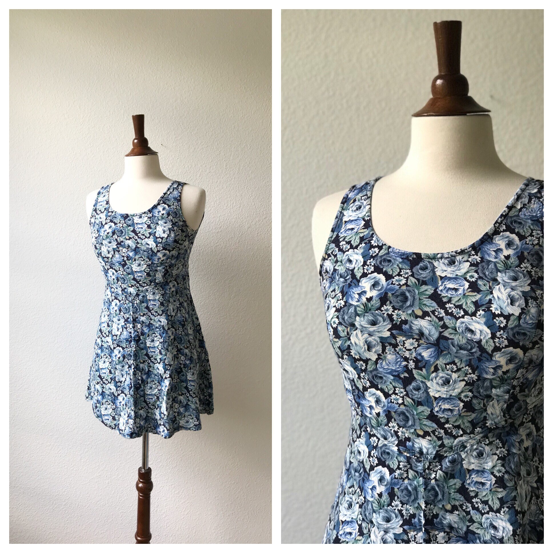 Vintage Blue Floral Babydoll Summer 