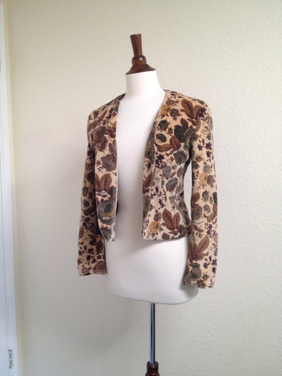 Vintage Fall Foliage velvet blazer S - image 4