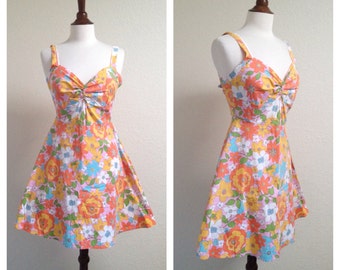 Vintage orange floral sun dress