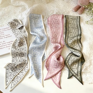 Paisley Seidenschal, Retro Haarband, French Style Stirnband, Taschengriff Wrap, Hals Schal Krawatte, Vintage Print Accessoire, Geschenk für Frauen