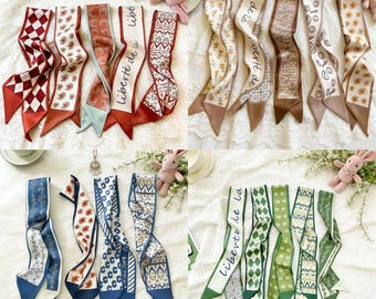 Long Ribbon Scarf, Maple Leaf Hair Scarf, Letter Print Headband, Bag Handle Scarf, Gift Wrap Ribbon, Women Hair Accessory