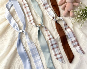 Sciarpa da collo a quadri vintage, sciarpa sottile patchwork marrone, sciarpa girocollo regolabile, foulard retrò, accessorio di moda francese