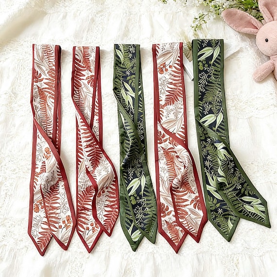 Skinny Hair Scarf, Satin Ribbon Scarf for Bag Handle, Headband Hair Tie, Long Neck Scarf, Women Fashion Hair Accessory, Gift for Her