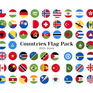 Flag Icons Pack / Counties Flag / Digital Flags / Flag Icons / Printable National Flags for Crafts / Country Flags Digital Pack