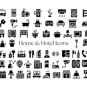 Home and Hotel Icon Pack / SVG Icons / PNG Icons / Home Icon Pack / Hotel Management Icon / Home Sticker / Hotel Sticker
